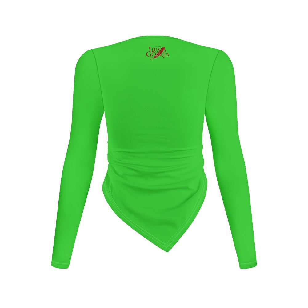 Haut slim à manches longues et col rond, coupe irrégulière Luma Gorria vêtement  haut moulant femme Luma Gorria vêtement