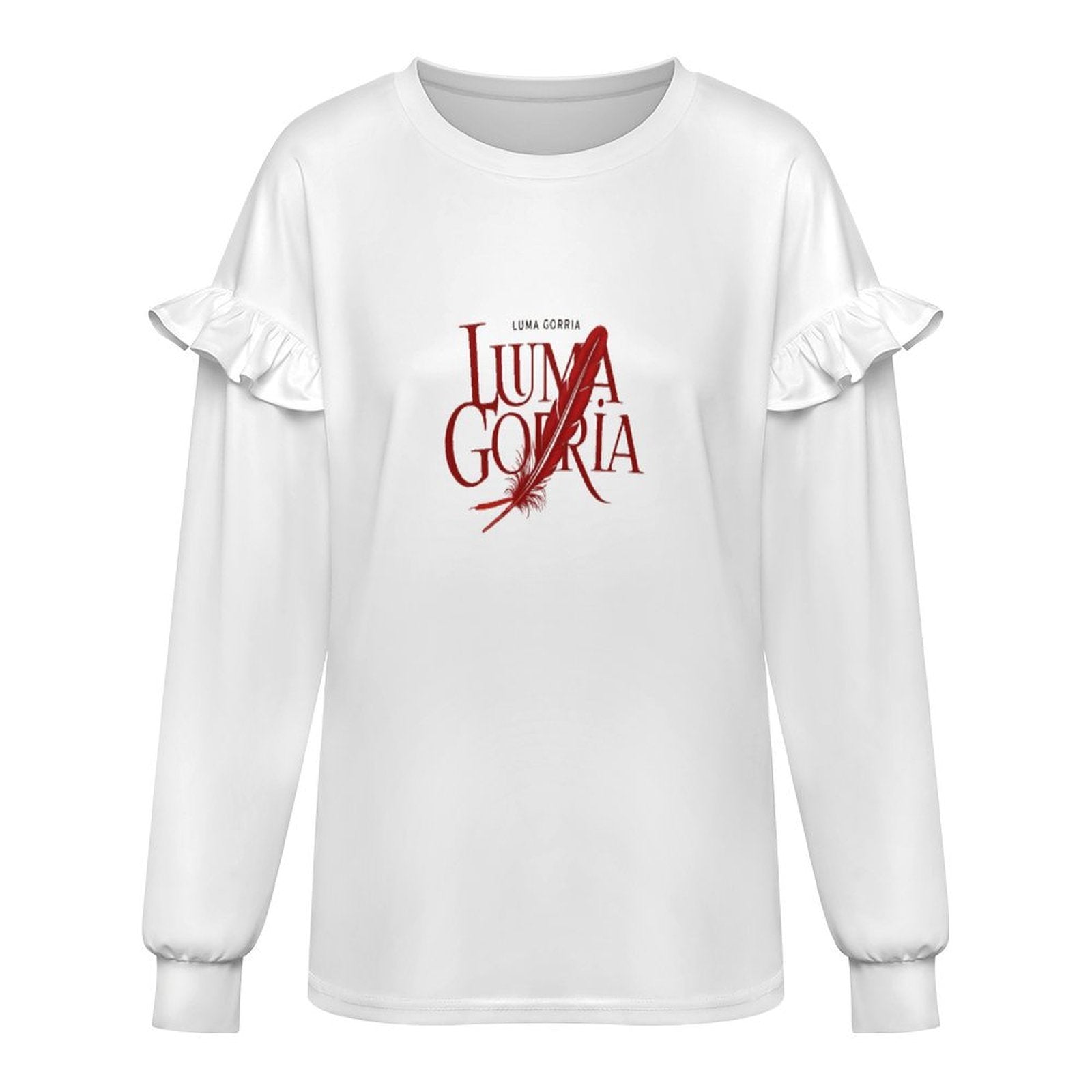 Sweat-shirt léger femme à volants manches longues