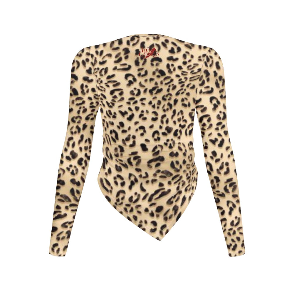 Haut slim à manches longues et col rond, coupe irrégulière Luma Gorria vêtement  haut moulant femme Luma Gorria vêtement