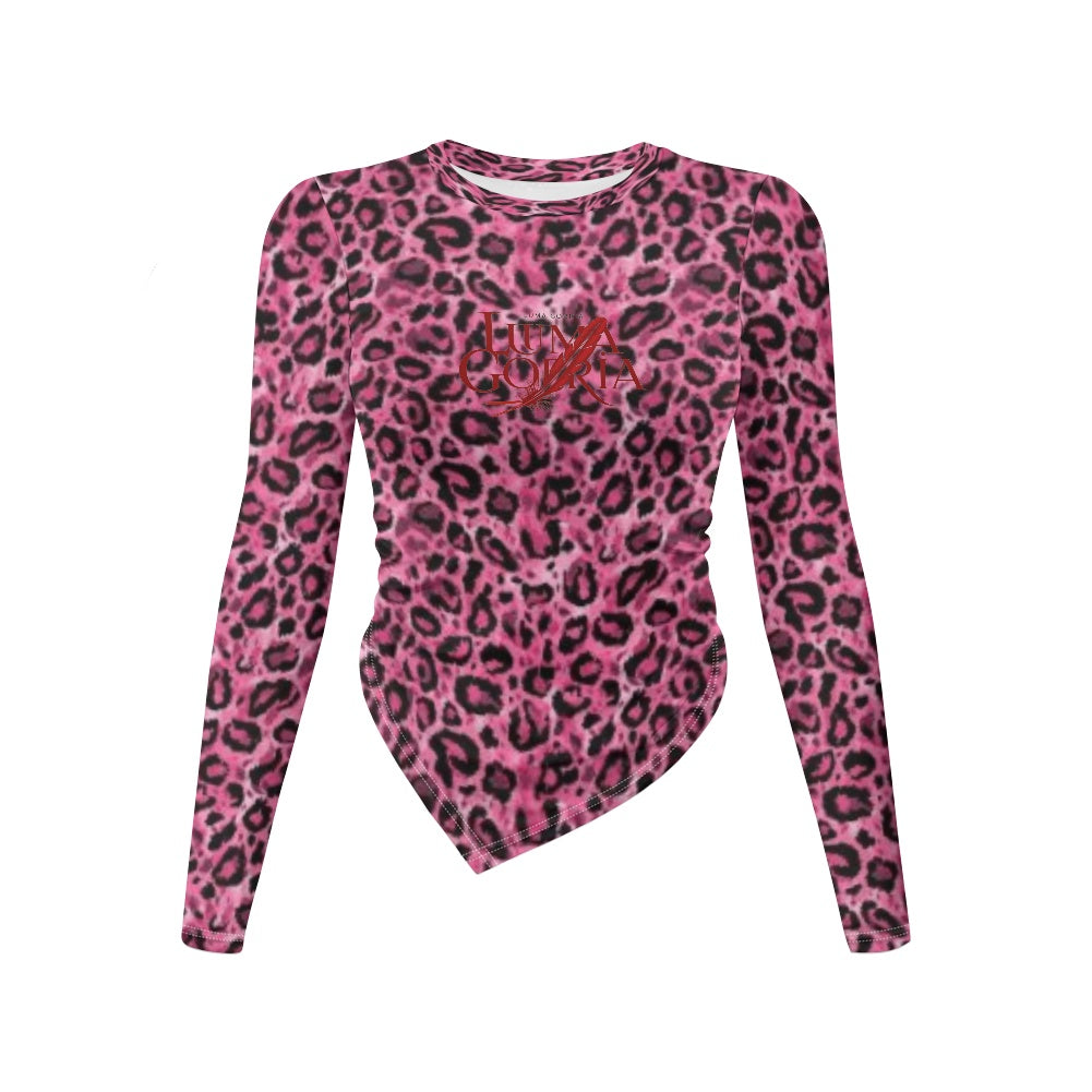 Haut slim à manches longues et col rond, coupe irrégulière Luma Gorria vêtement  haut moulant femme Luma Gorria vêtement