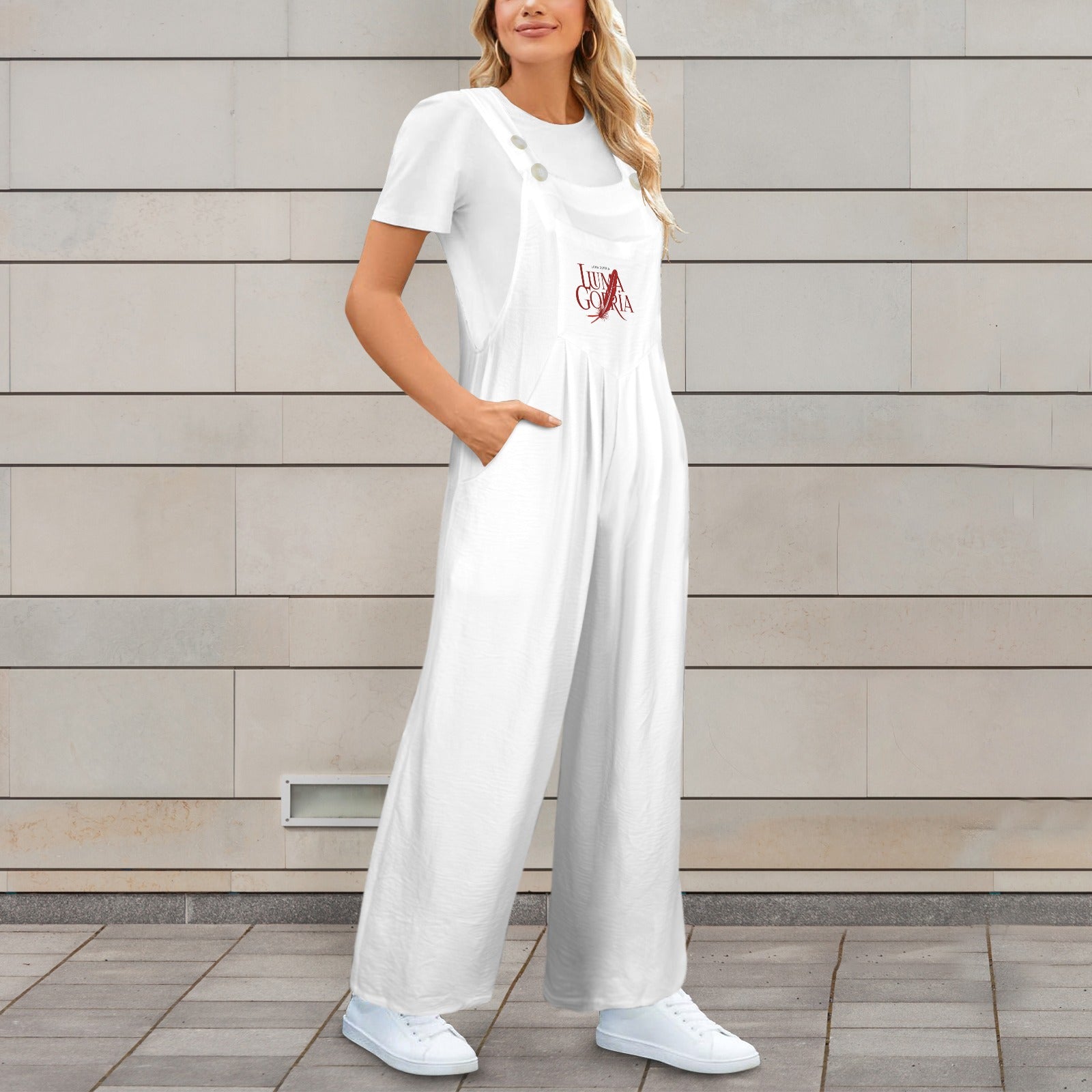 Combinaison salopette femme fluide à jambes larges avec poches Luma Gorria vetement  combinaison salopette Luma Gorria vêtement