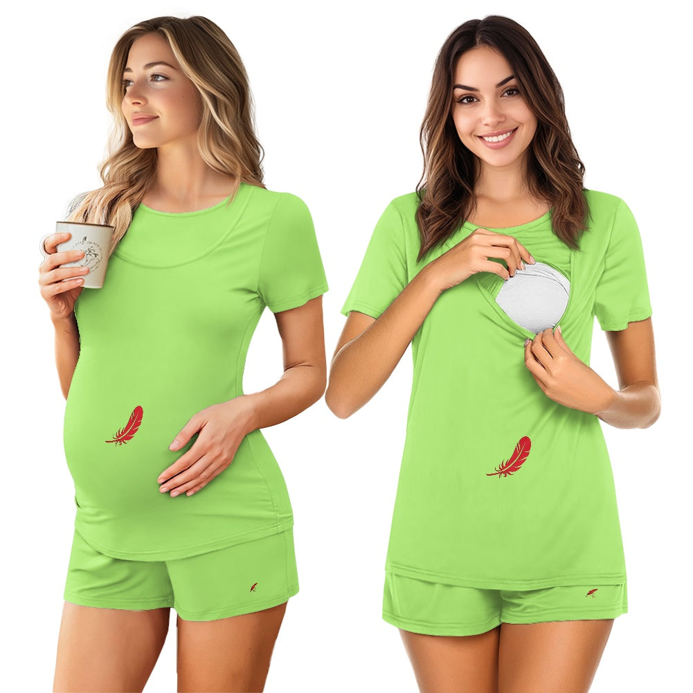 Ensemble grossesse & allaitement t-shirt & short – Confort & praticité