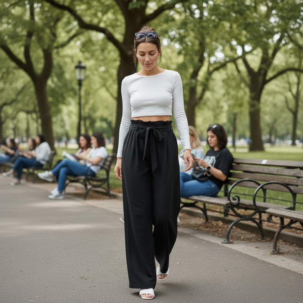Pantalon large femme avec ceinture – Élégance, confort & liberté de mouvement