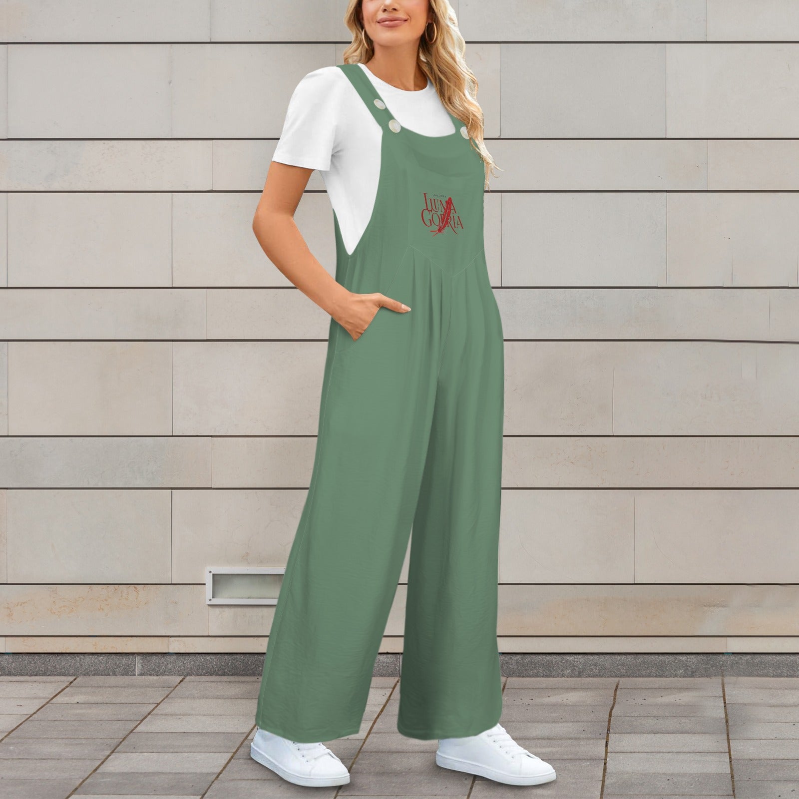 Combinaison salopette femme fluide à jambes larges avec poches Luma Gorria vetement  combinaison salopette Luma Gorria vêtement