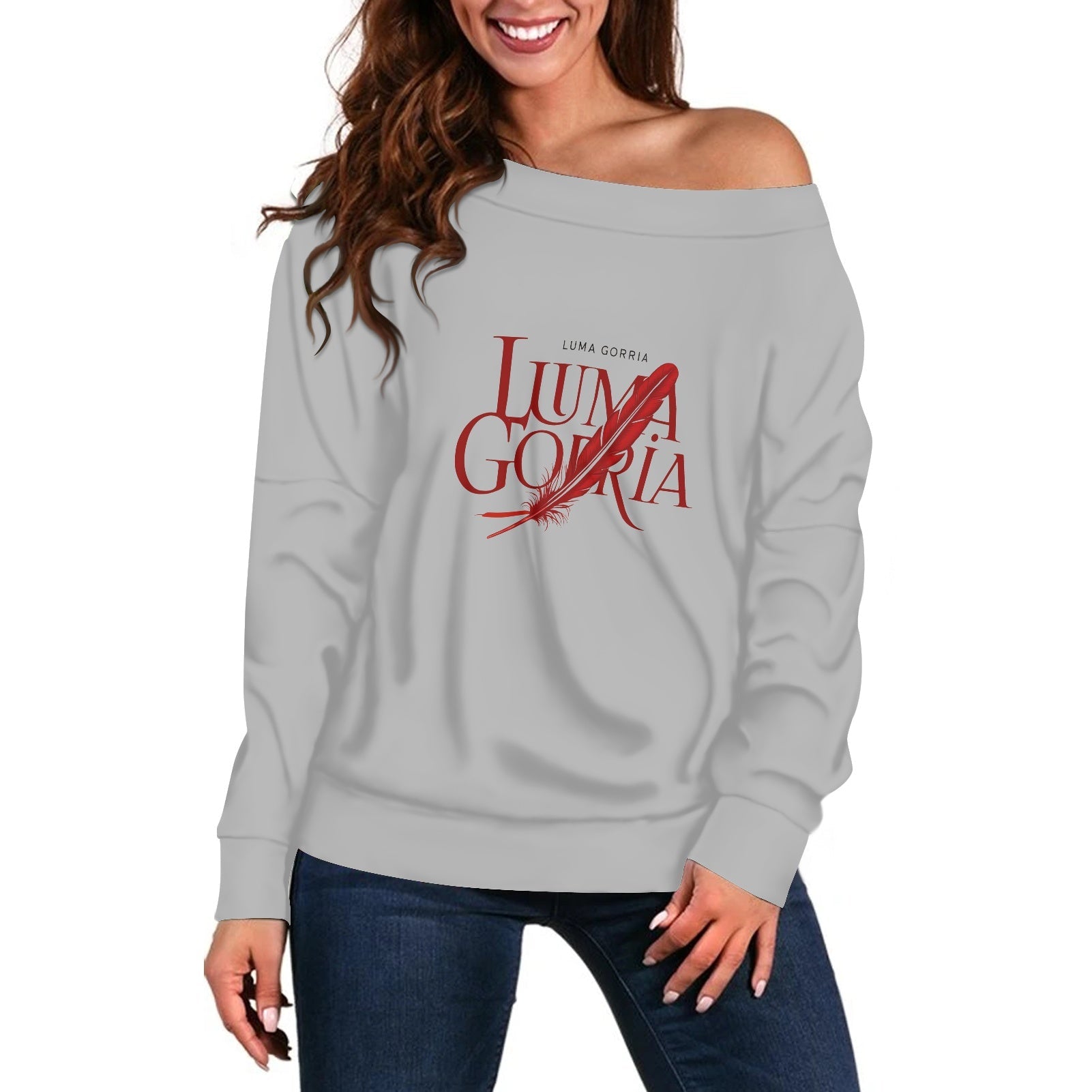 Pull femme – Style moderne à épaule dénudée, doux et extensible Luma Gorria vêtement 46.00 Pull femme Luma Gorria vêtement