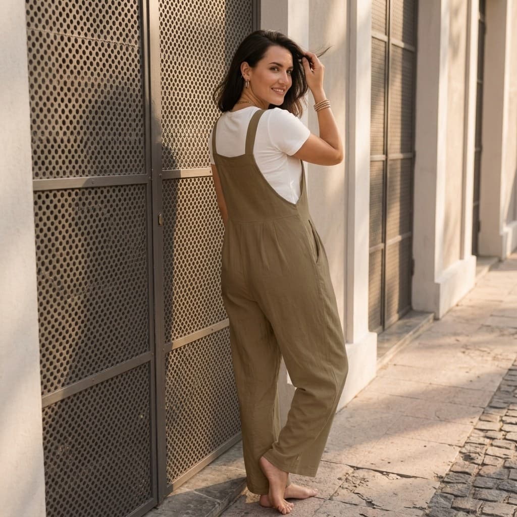 Combinaison salopette à jambes larges femme – Style décontracté & confort