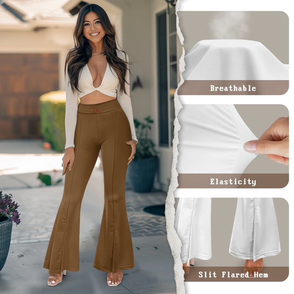 Pantalon évasé femme – Taille haute avec fente élégante Luma Gorria vêtement  pantalon femme Luma Gorria vêtement