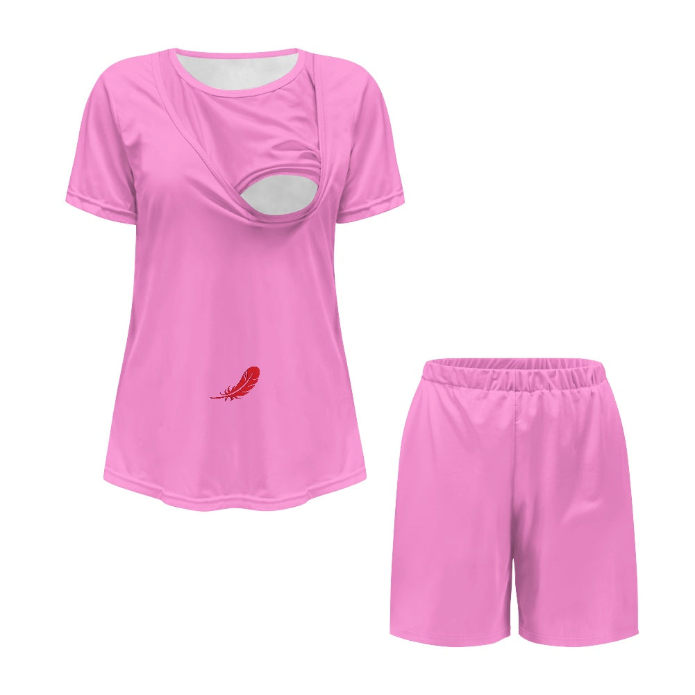 Ensemble grossesse & allaitement t-shirt & short – Confort & praticité