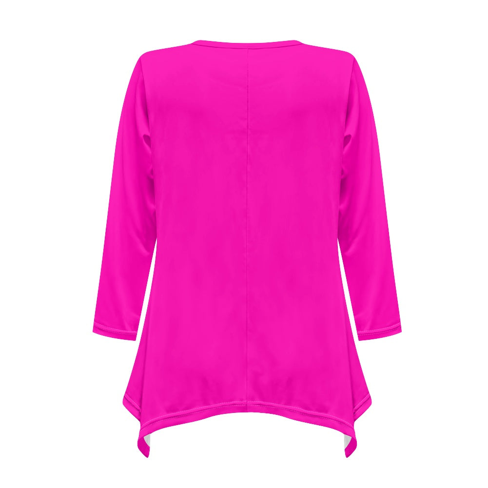 Haut long asymétrique femme – Col V, manches longues, élégant Luma Gorria vêtement  Haut long asymétrique femme Luma Gorria vêtement