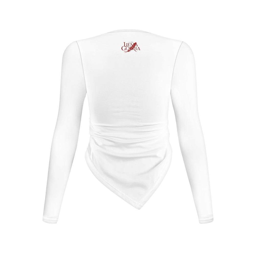Haut slim à manches longues et col rond, coupe irrégulière Luma Gorria vêtement  haut moulant femme Luma Gorria vêtement