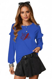 Sweat léger femme à volants manches longues – Élégance & confort