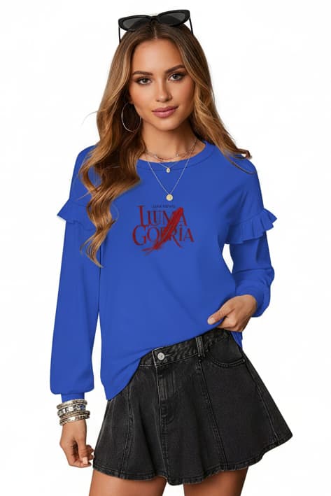 Sweat léger femme à volants manches longues – Élégance & confort