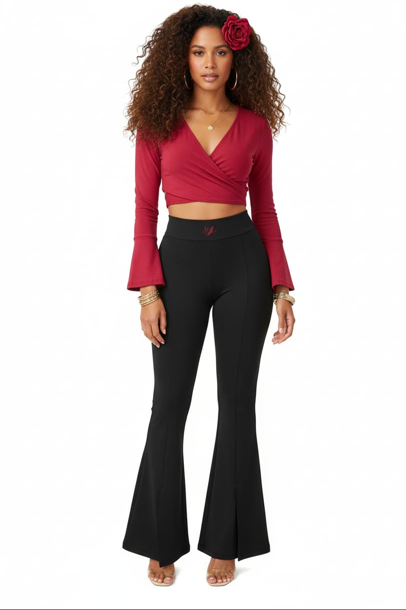 Pantalon femme taille haute évasé et fendu – Élégance & silhouette allongée