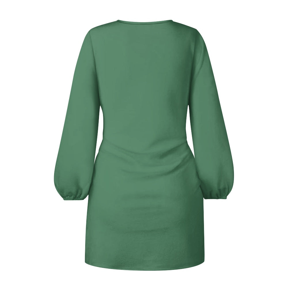 Robe femme manches longues – Ceinture nouée et tissu élastique Luma Gorria vêtement  robe Luma Gorria vêtement