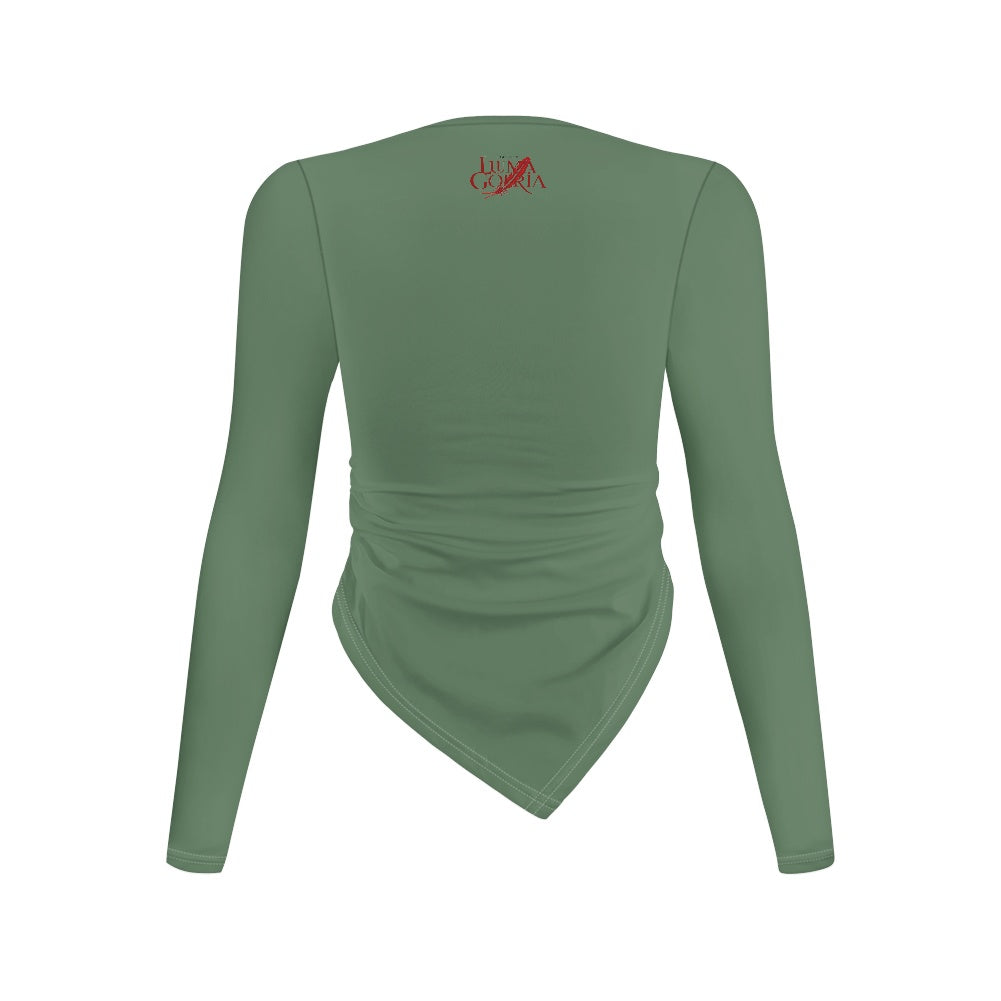 Haut slim à manches longues et col rond, coupe irrégulière Luma Gorria vêtement  haut moulant femme Luma Gorria vêtement
