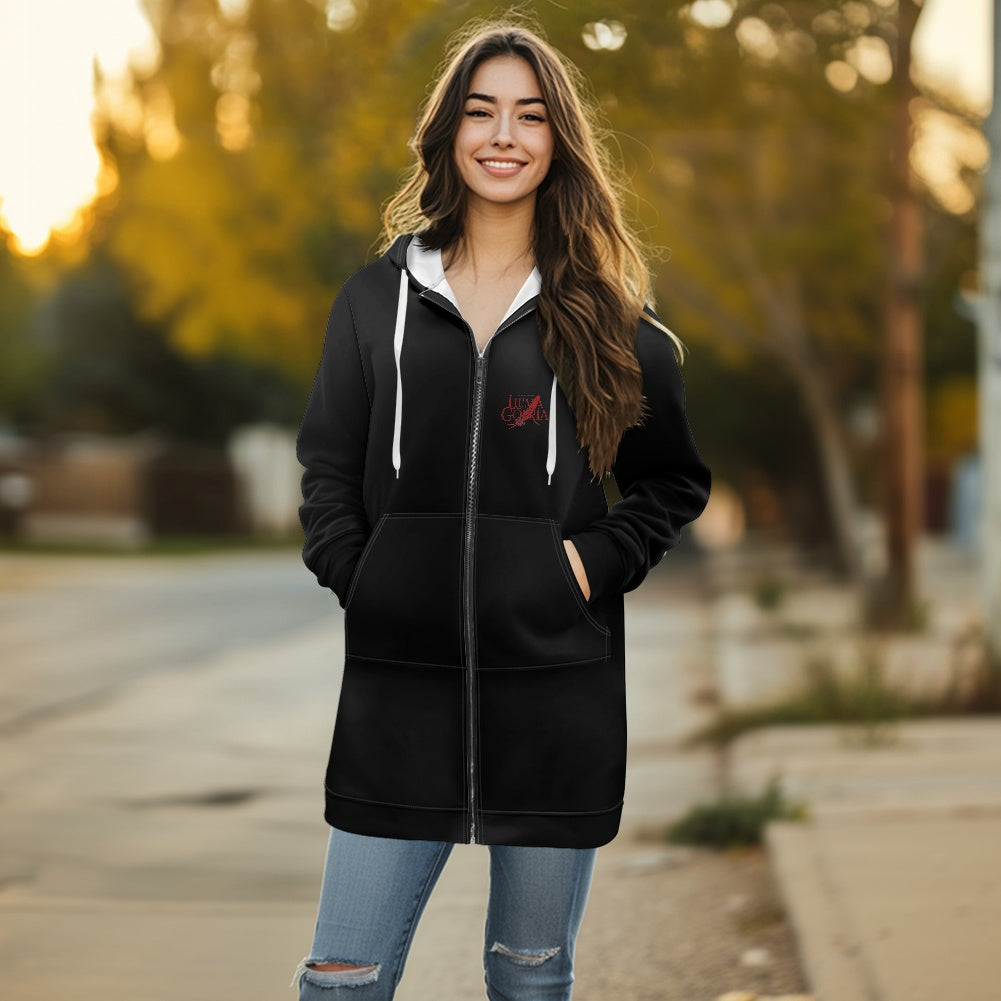 Sweat à capuche femme – Mi-long, doux et zippé Luma Gorria vêtement 45.00 Sweat à capuche femme Luma Gorria vêtement