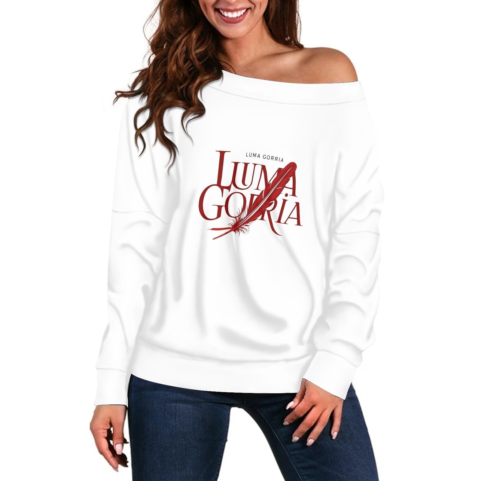 Pull femme – Style moderne à épaule dénudée, doux et extensible Luma Gorria vêtement 46.00 Pull femme Luma Gorria vêtement