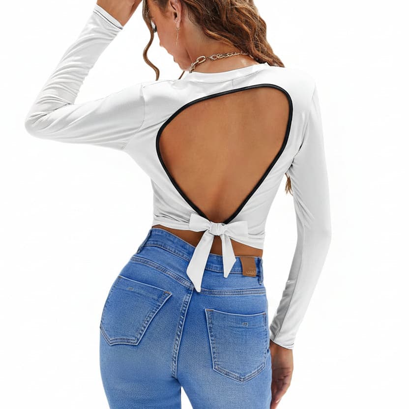 T-shirt femme dos nu- Couleurs unies