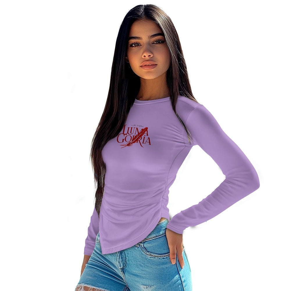 Haut slim à manches longues et col rond, coupe irrégulière Luma Gorria vêtement  haut moulant femme Luma Gorria vêtement
