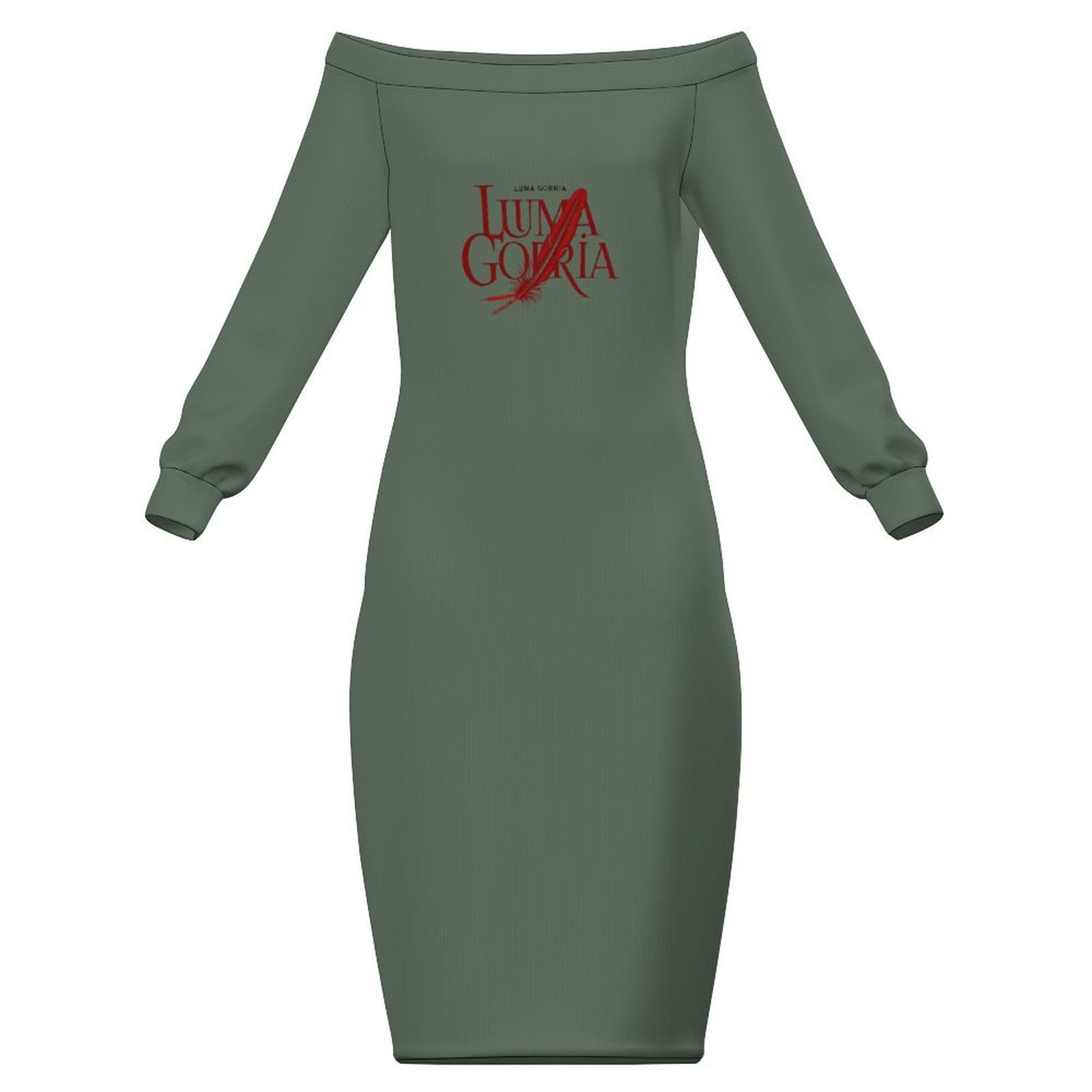 Robe midi moulante épaules dénudées manches longues Luma Gorria vetement  Robe midi moulante épaules dénudées Luma Gorria vêtement