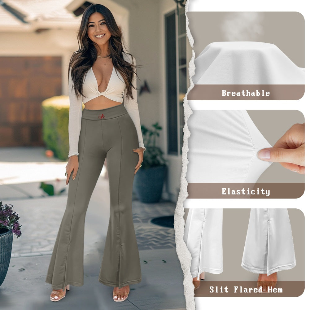 Pantalon évasé femme – Taille haute avec fente élégante Luma Gorria vêtement  pantalon femme Luma Gorria vêtement