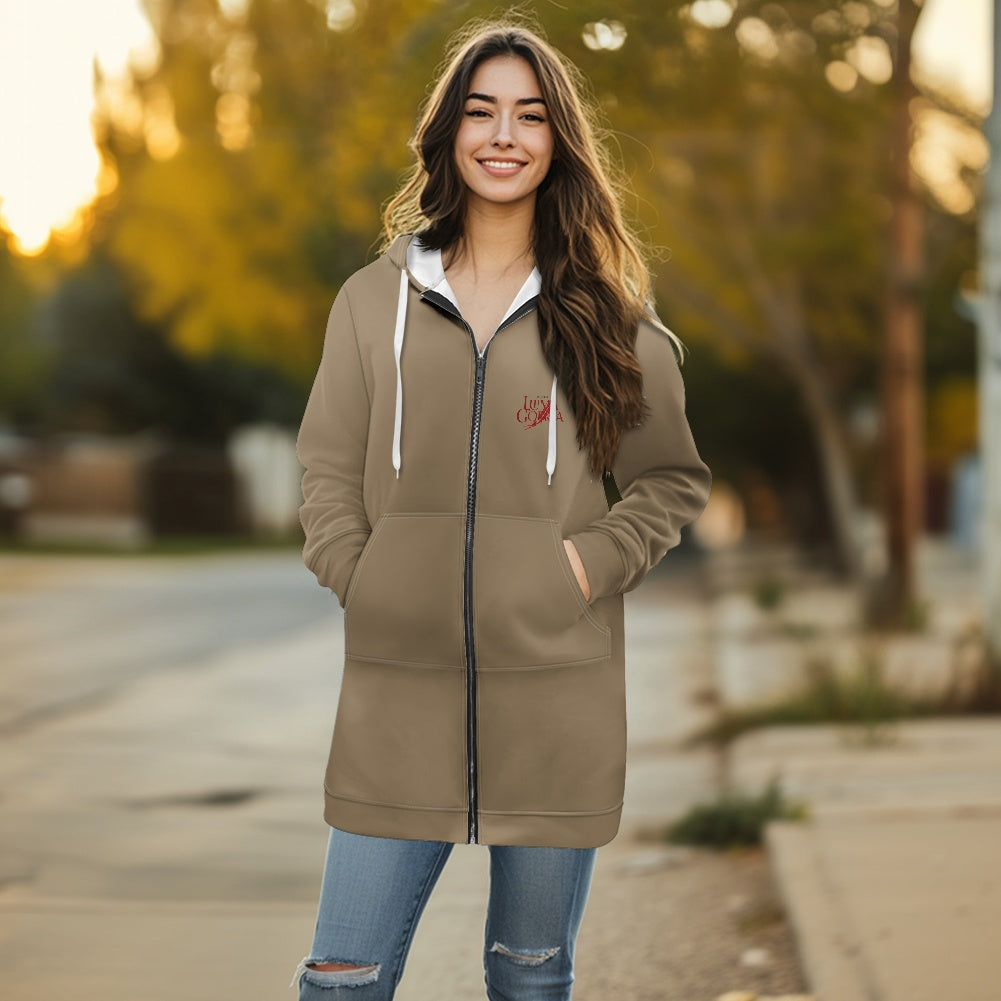 Sweat à capuche femme – Mi-long, doux et zippé Luma Gorria vêtement 45.00 Sweat à capuche femme Luma Gorria vêtement