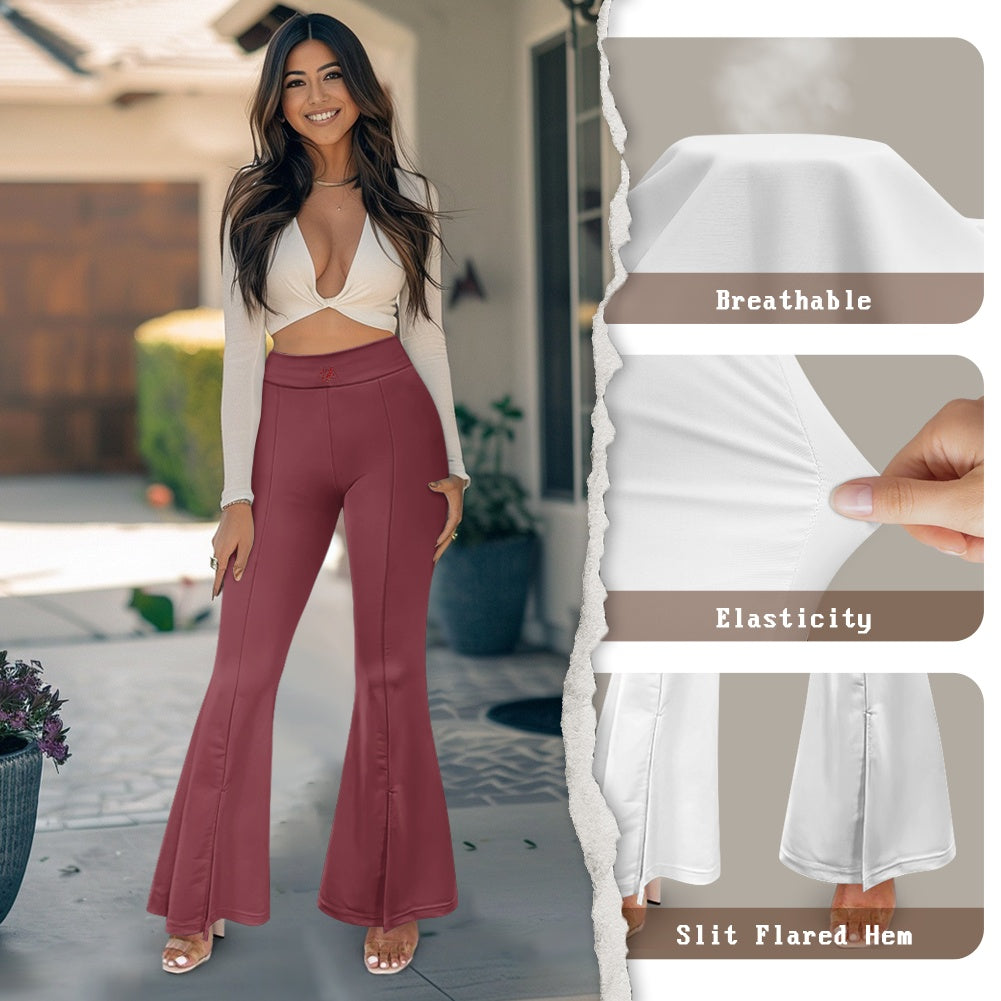 Pantalon évasé femme – Taille haute avec fente élégante Luma Gorria vêtement  pantalon femme Luma Gorria vêtement