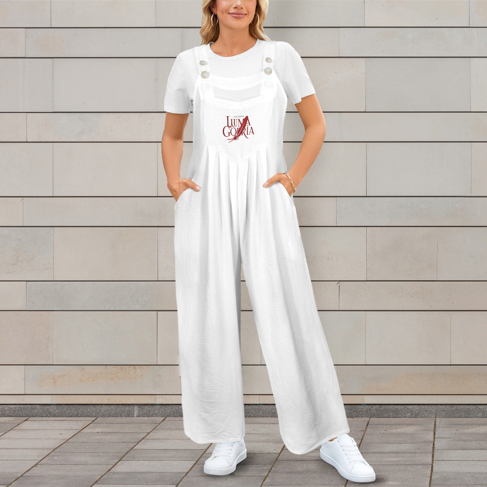 Combinaison salopette femme fluide à jambes larges avec poches Luma Gorria vetement  combinaison salopette Luma Gorria vêtement