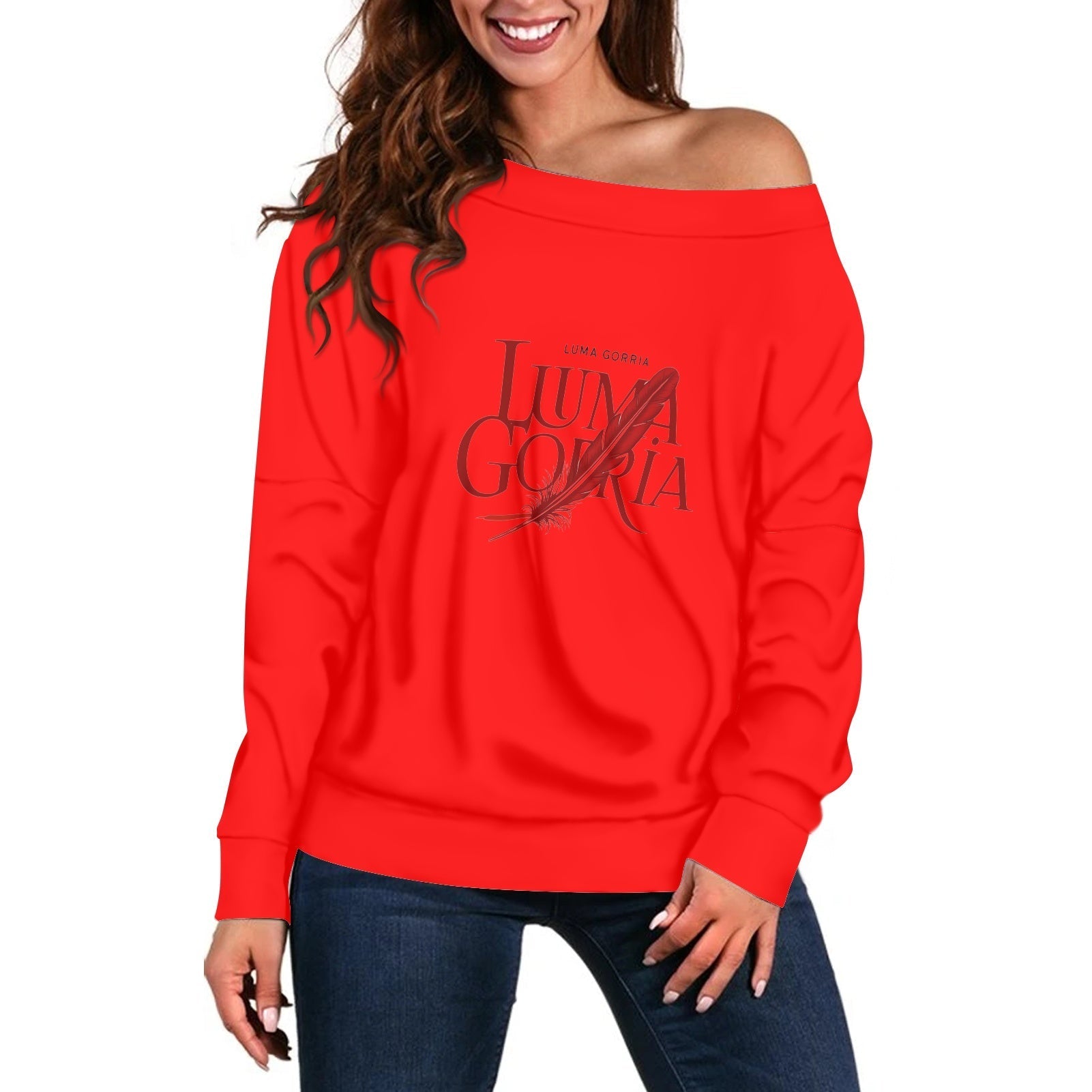 Pull femme – Style moderne à épaule dénudée, doux et extensible Luma Gorria vêtement 46.00 Pull femme Luma Gorria vêtement