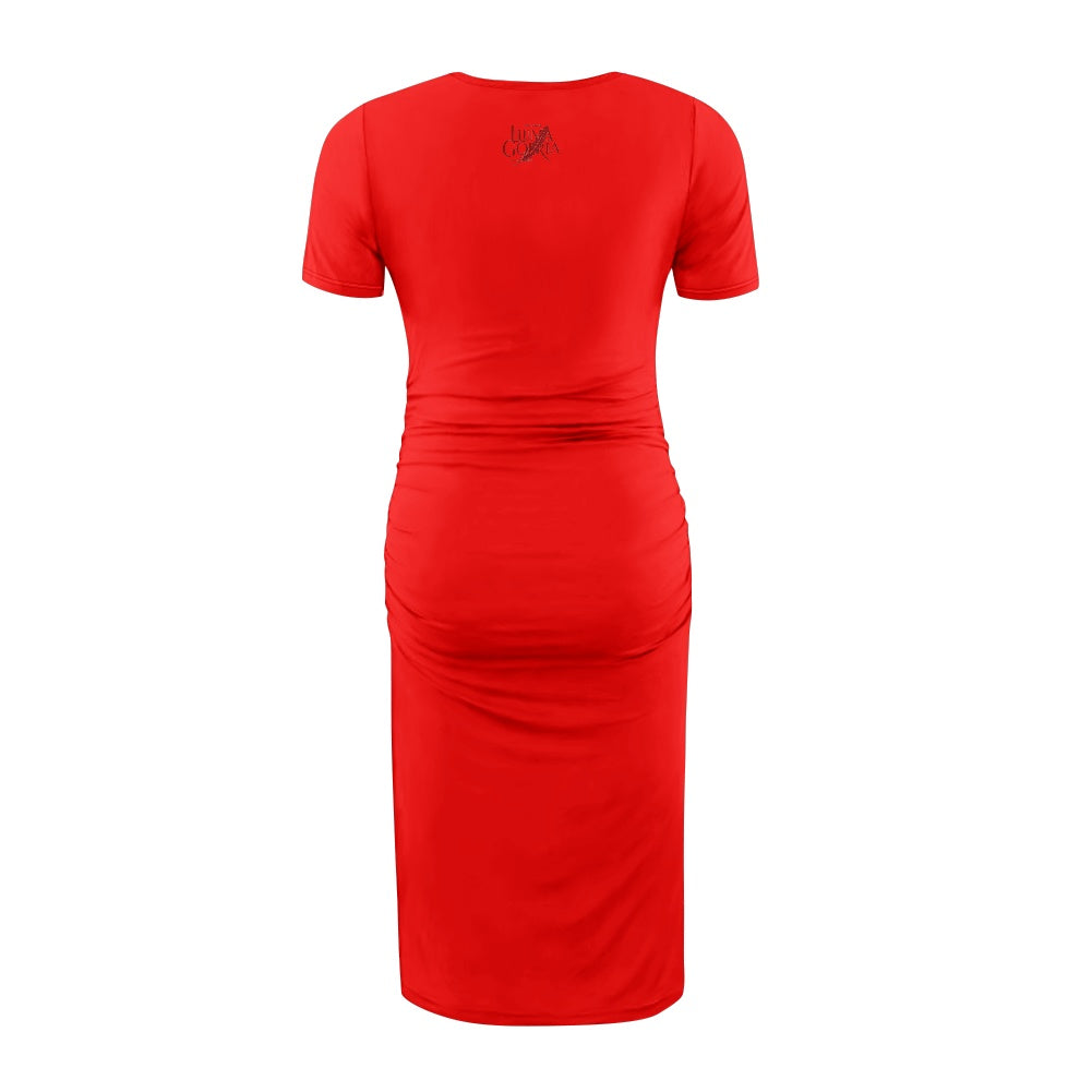Robe midi maternité femme – Confort, élégance et liberté de mouvement Luma Gorria vêtement  Robe midi maternité femme Luma Gorria vêtement