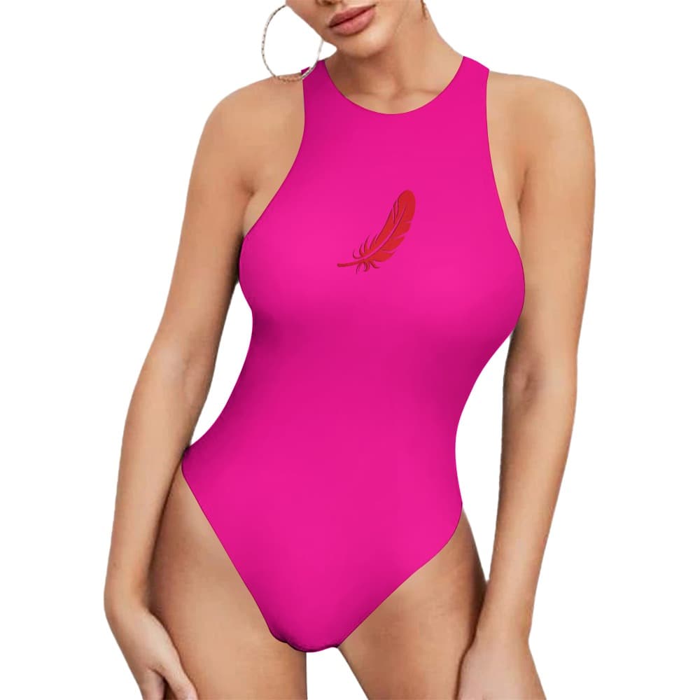 Body femme col rond sans manches porter de face couleur rose fuchsia