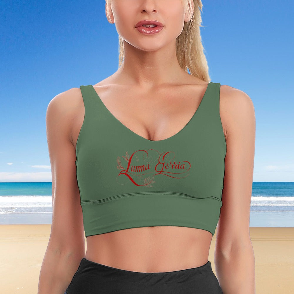 Brassière de Sport Femme – Maintien et Confort Optimal de face-colorie vert kaki