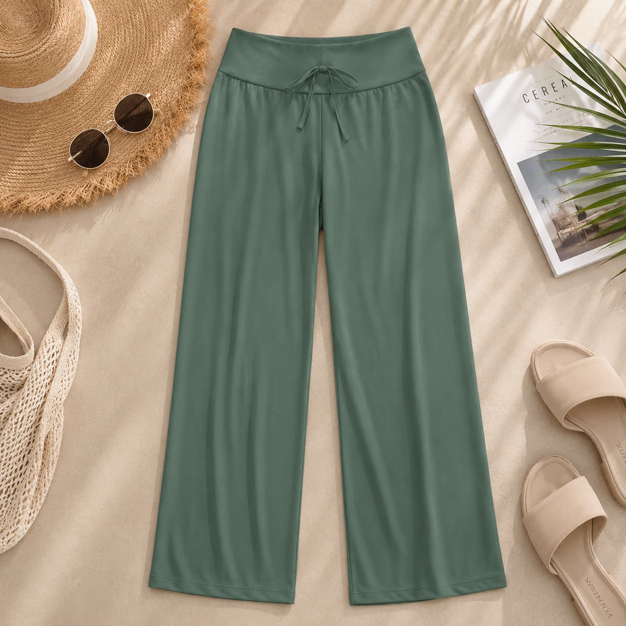 Pantalon femme bas évasé droit à lacets – Élégance & confort au quotidien