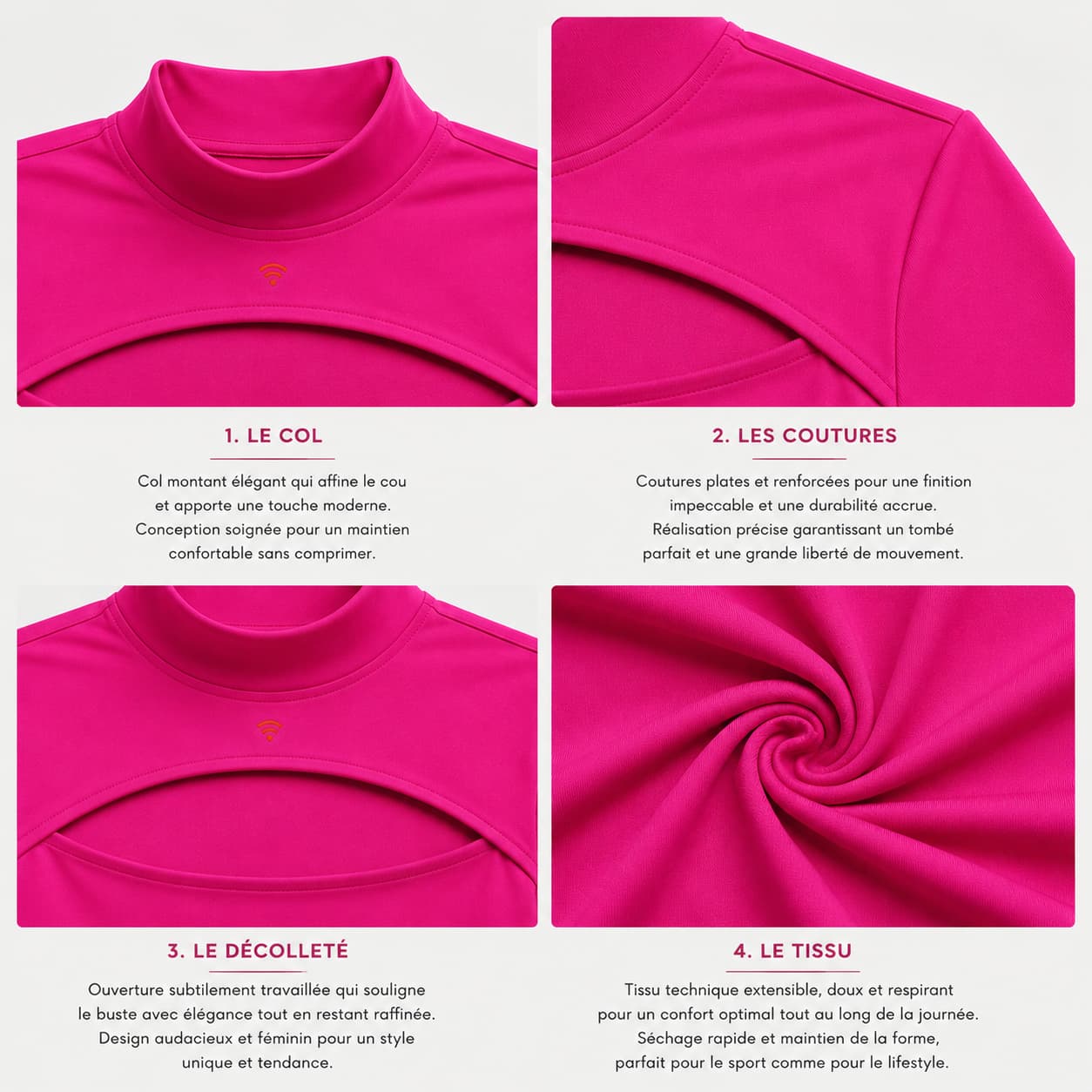 Crop top femme col montant avec découpe poitrine – Style audacieux & tendance