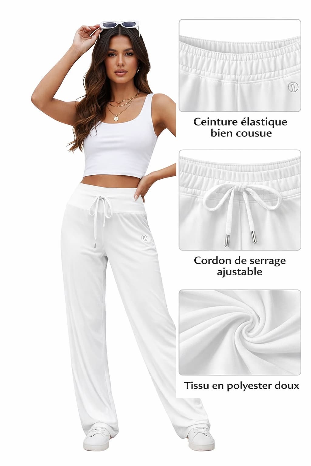 Pantalon femme bas évasé droit à lacets – Élégance & confort au quotidien