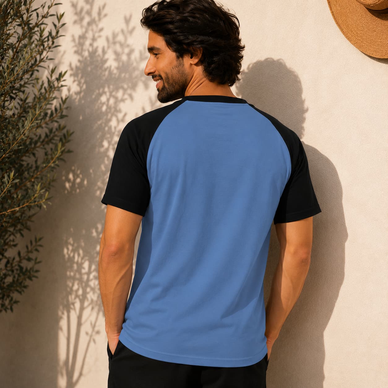 T-shirt homme manches raglan avec fermeture boutonnée – Style casual & confort