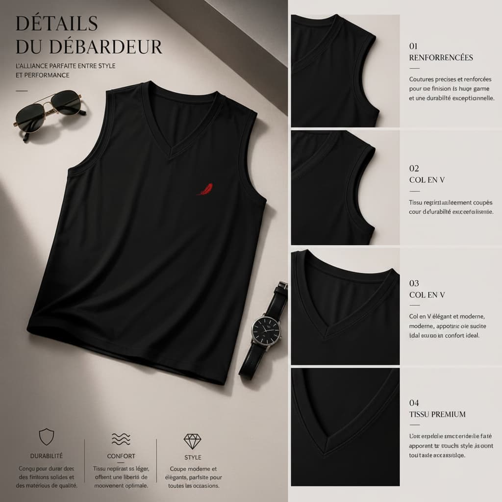Débardeur homme col V – Confort, légèreté & style moderne