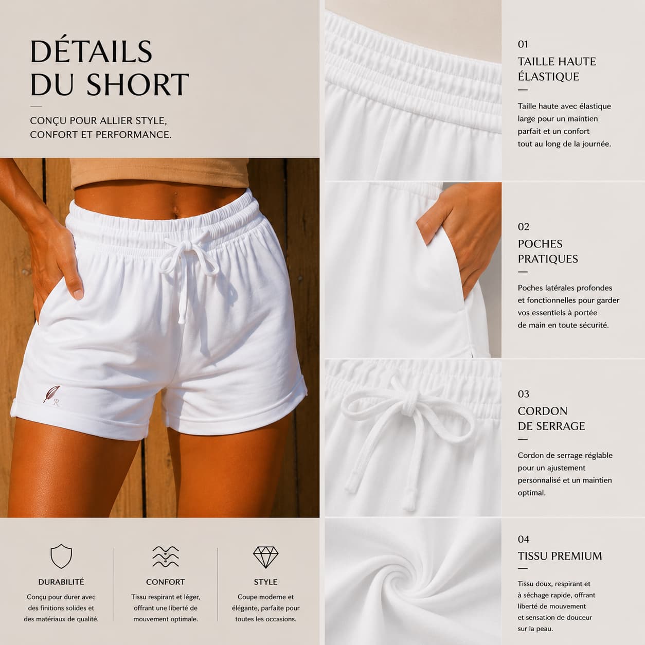 Short sport femme taille haute – Gainant, confortable & performant
