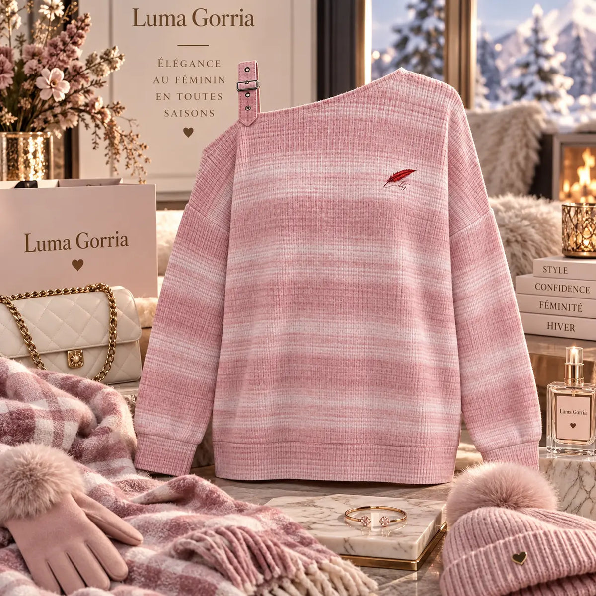 Pull épaules dénudées pour femme – Maille côtelée, chaleur & élégance