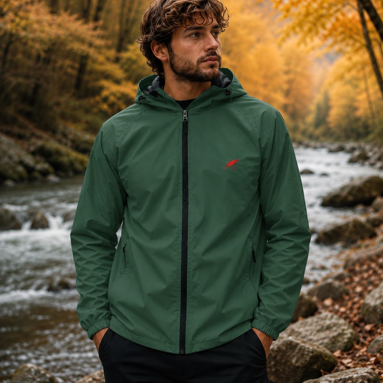 Veste coupe-vent à capuche zippée pour homme – Légèreté, protection & confort
