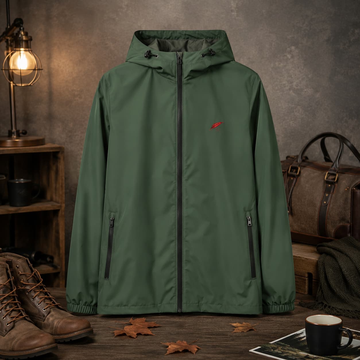 Veste coupe-vent à capuche zippée pour homme – Légèreté, protection & confort