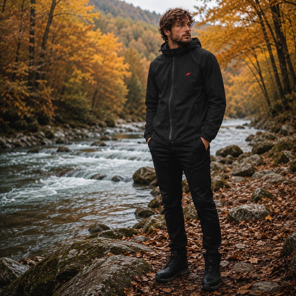 Veste coupe-vent à capuche zippée pour homme – Légèreté, protection & confort