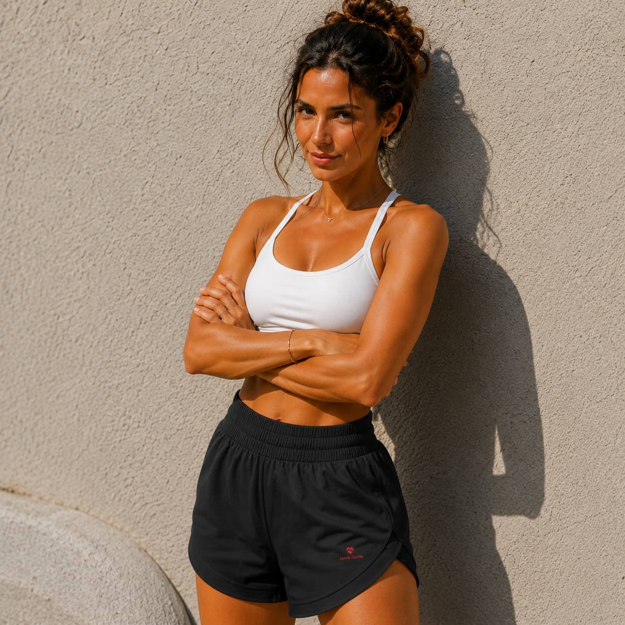 Short de sport femme double couche taille haute – Confort & liberté de mouvement