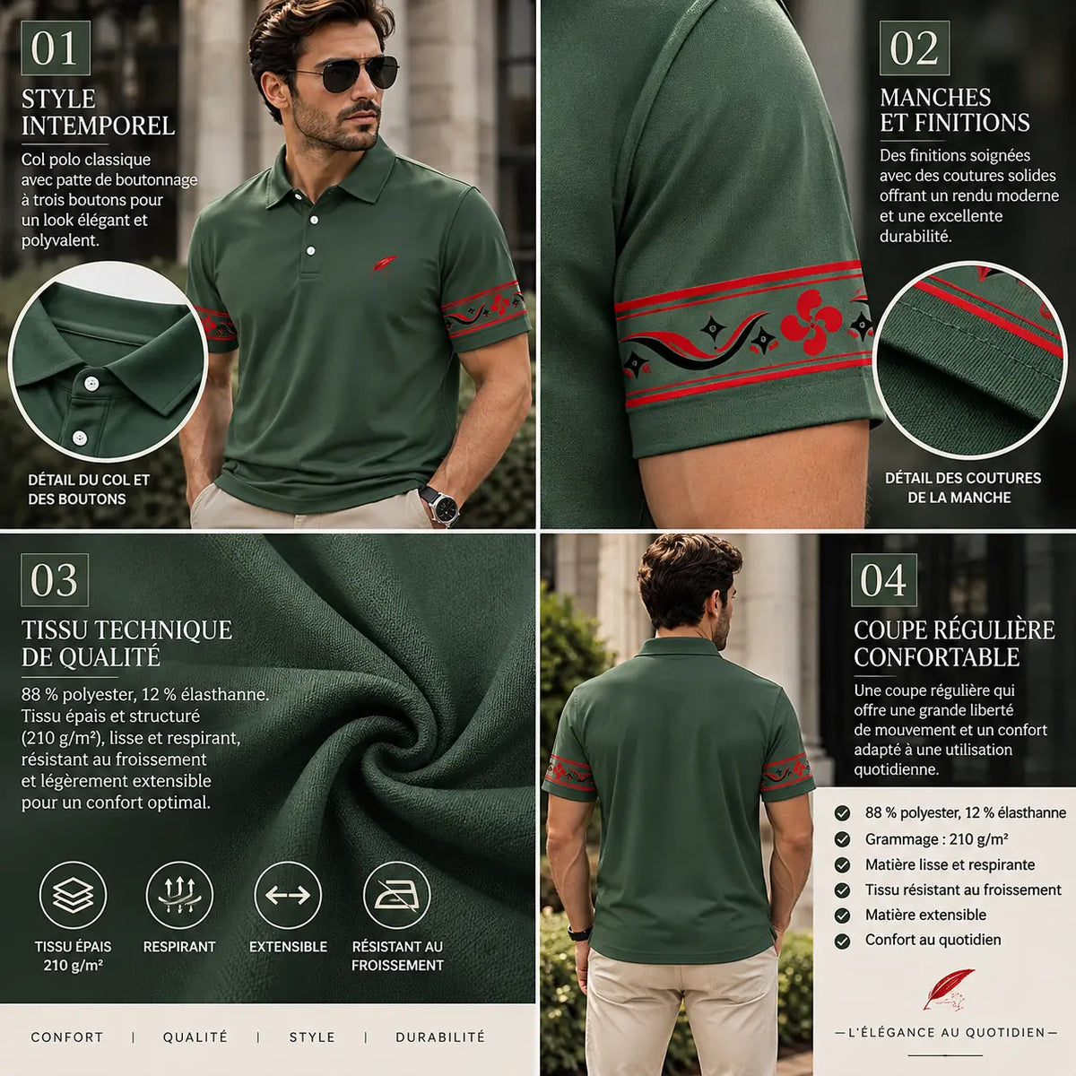 Polo épais en polyester pour homme – Élégance, tenue & confort