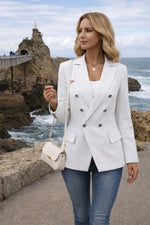 Blazer croisé femme élégant à bouton unique- Couleur unies