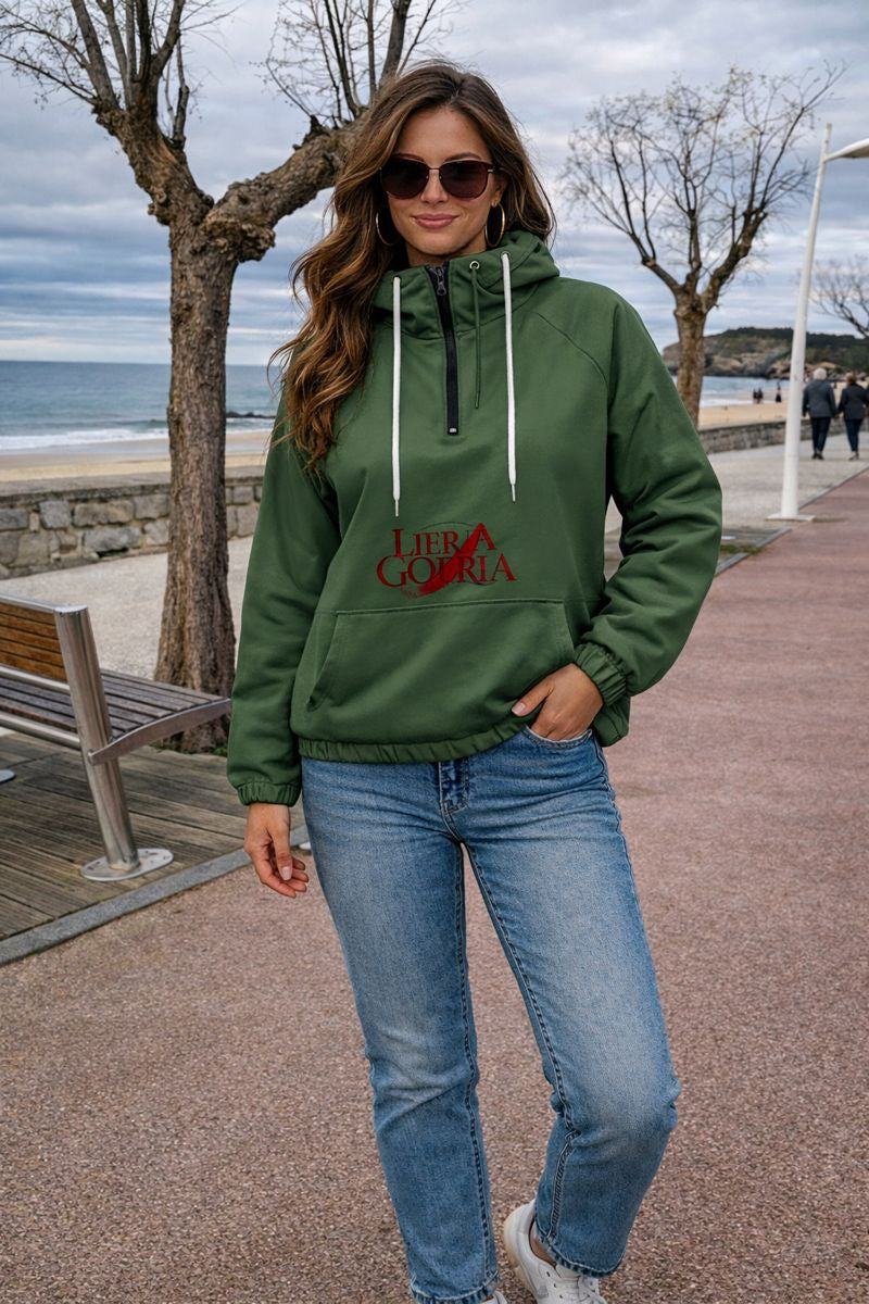 Coupe-vent à enfiler femme léger à capuche demi-zip