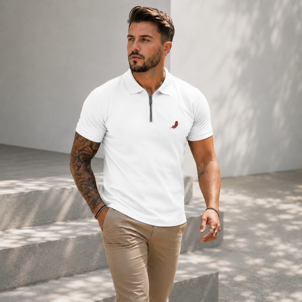 Polo homme à fermeture zippée – Élégance moderne & confort respirant