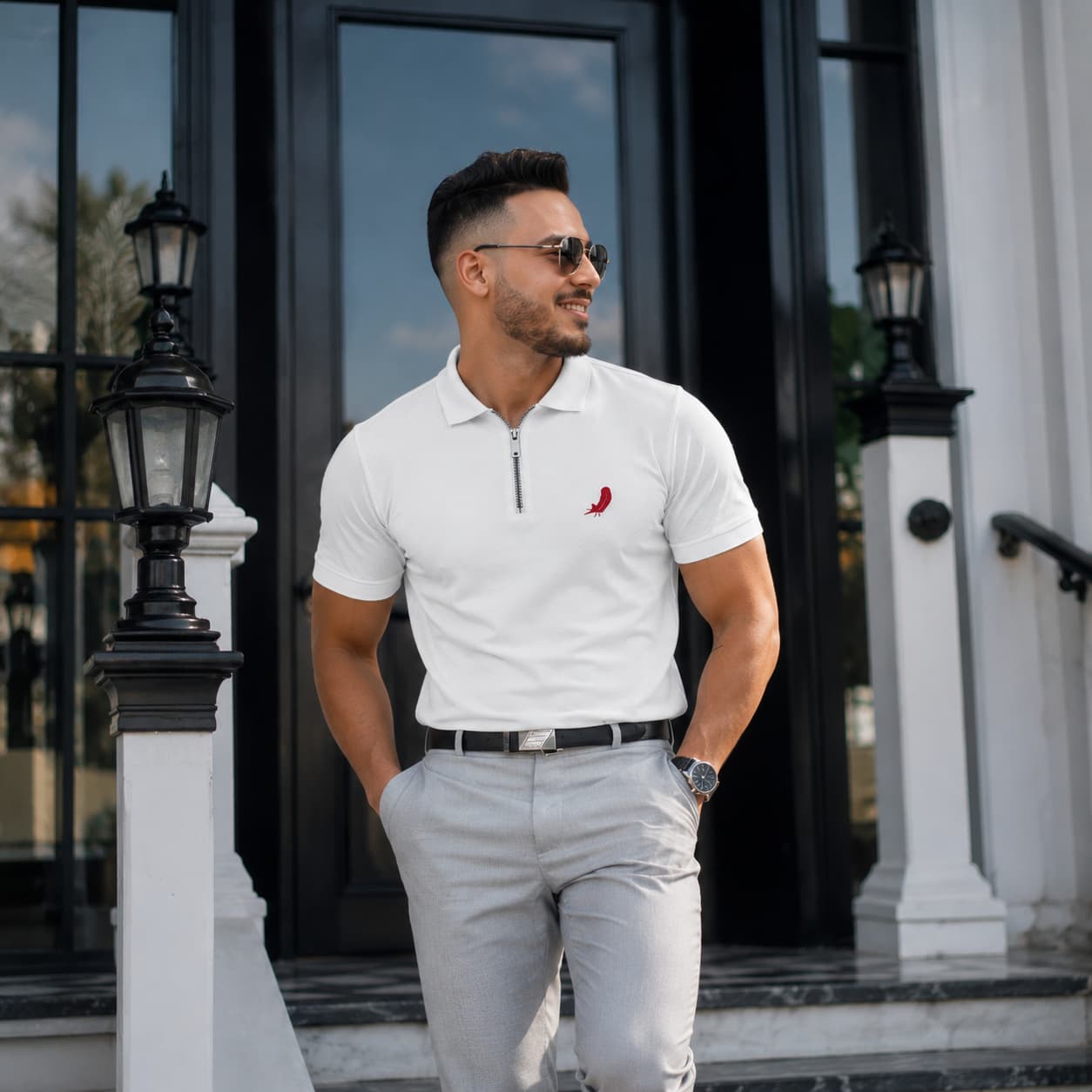 Polo homme à fermeture zippée – Élégance moderne & confort respirant
