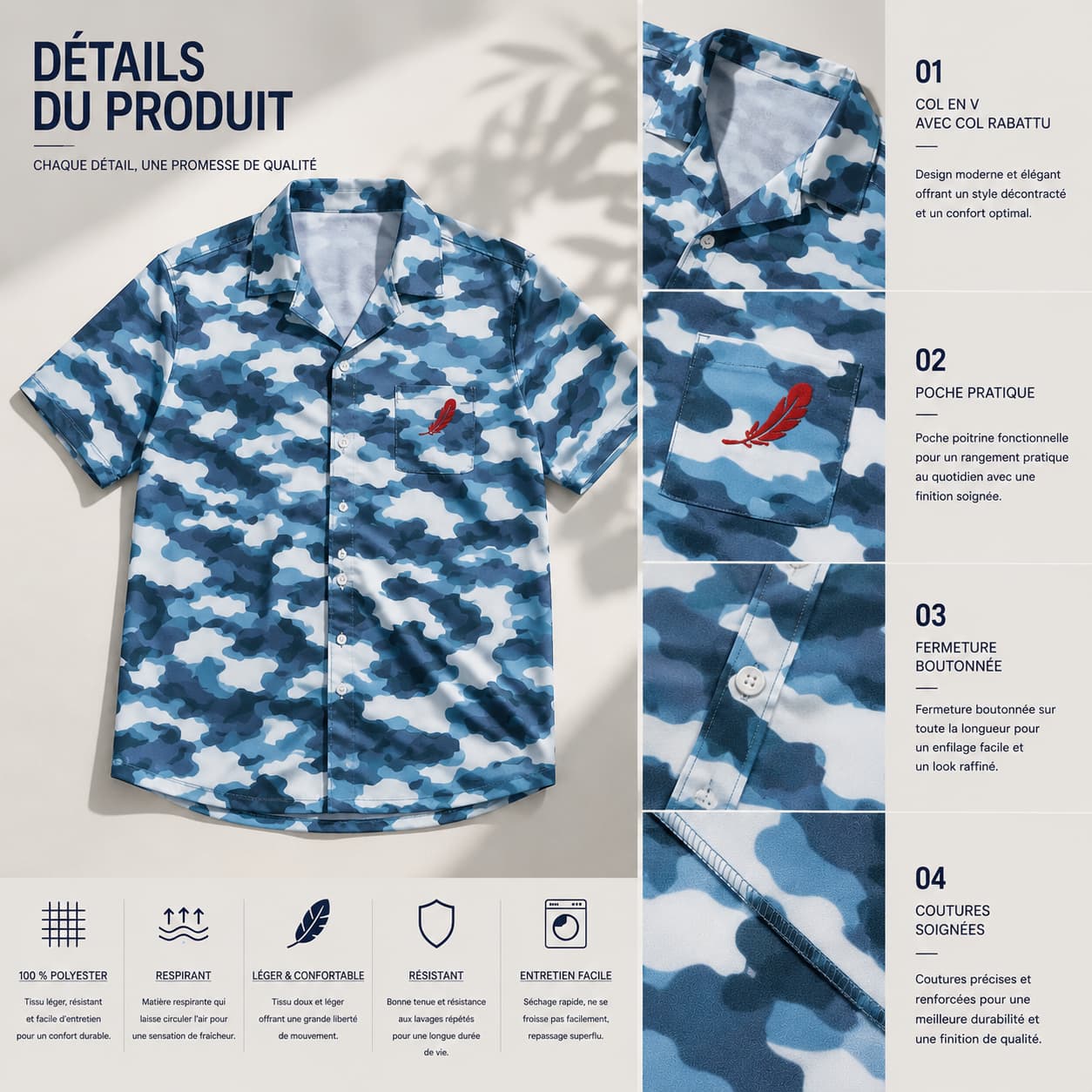 Chemise homme manches courtes – Légère, élégante & décontractée