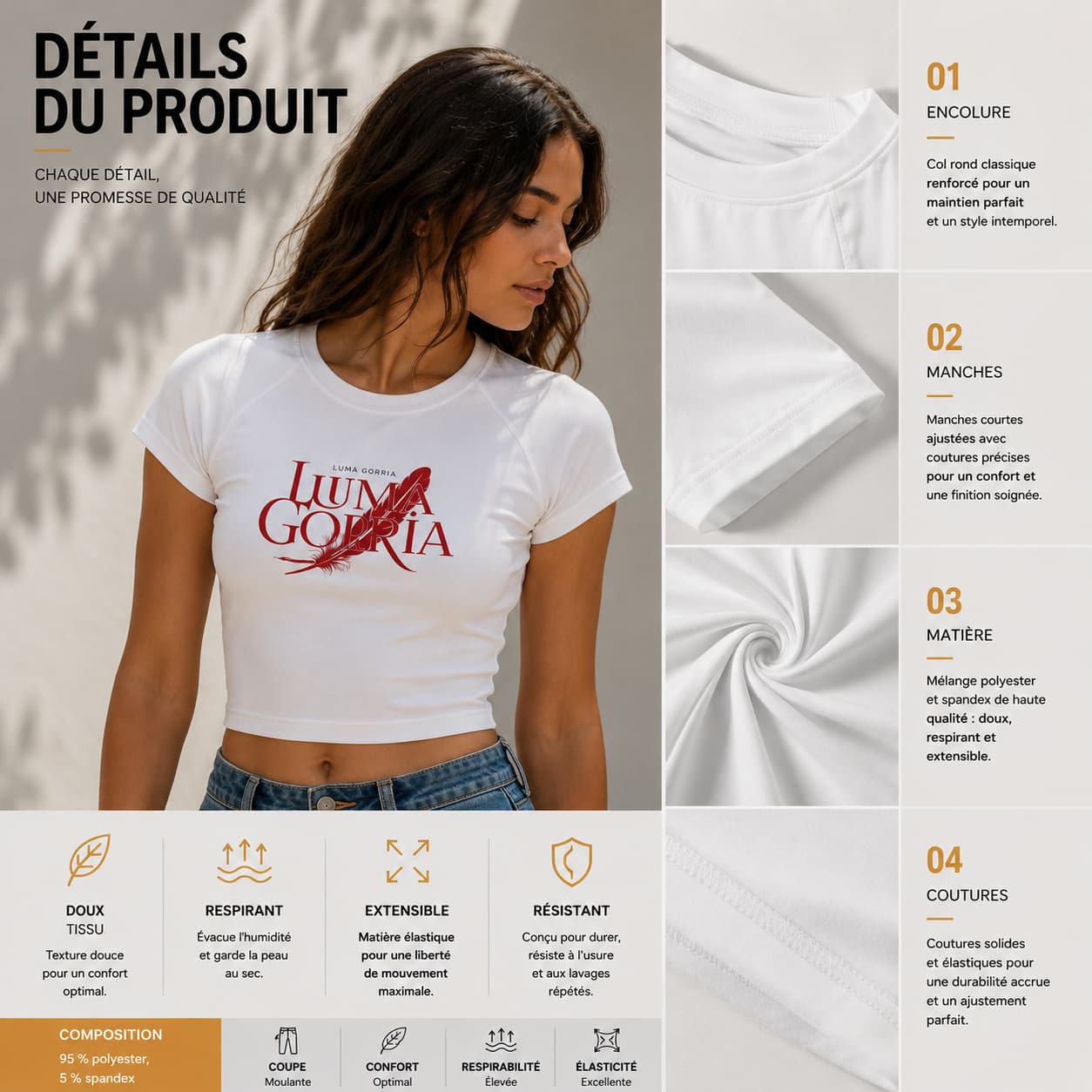 Crop top sport femme – Ajusté, respirant & silhouette affirmée